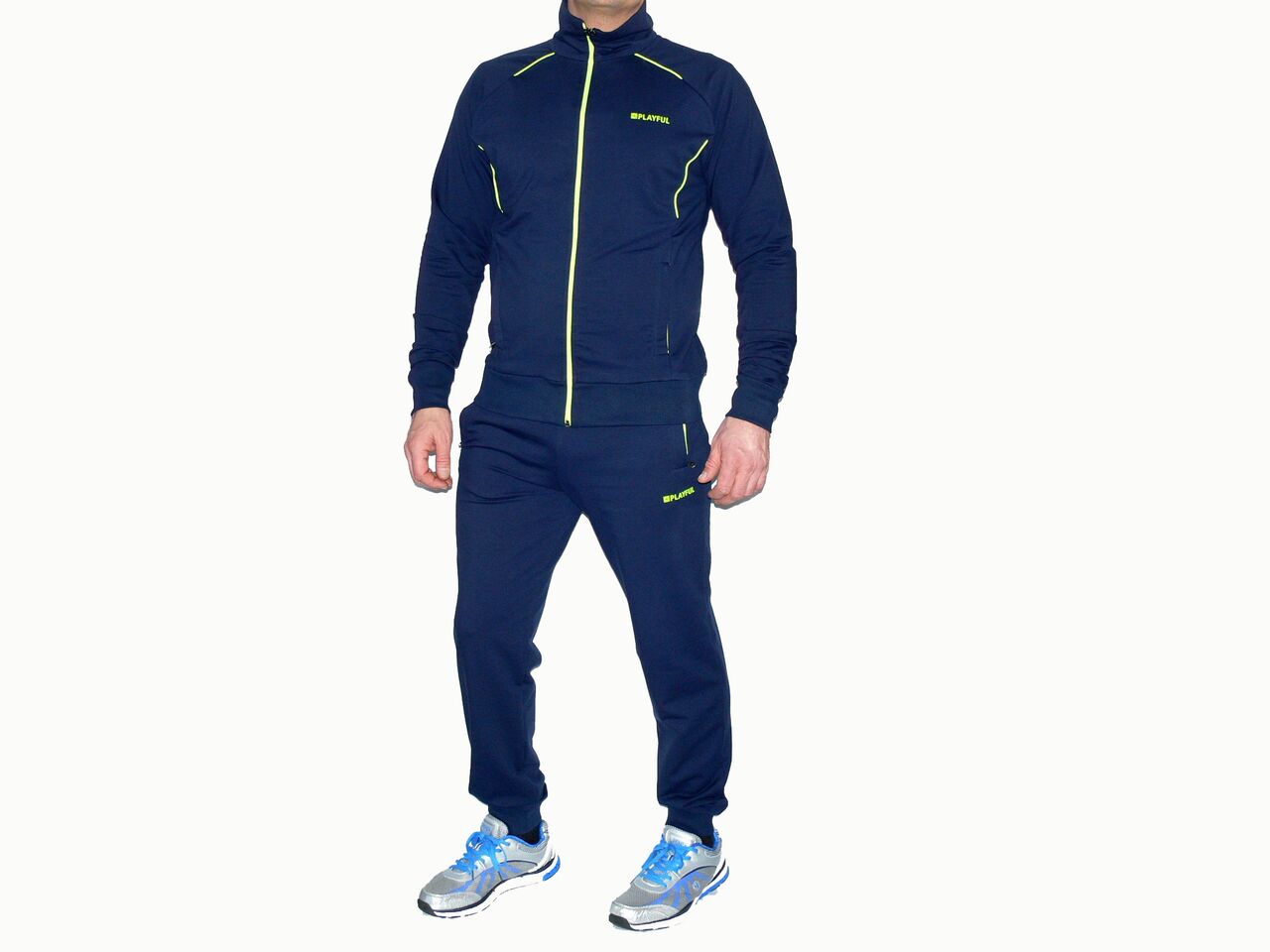 Мъжки спортен екип PLAYFUL, син с електриково зелено - Image 3