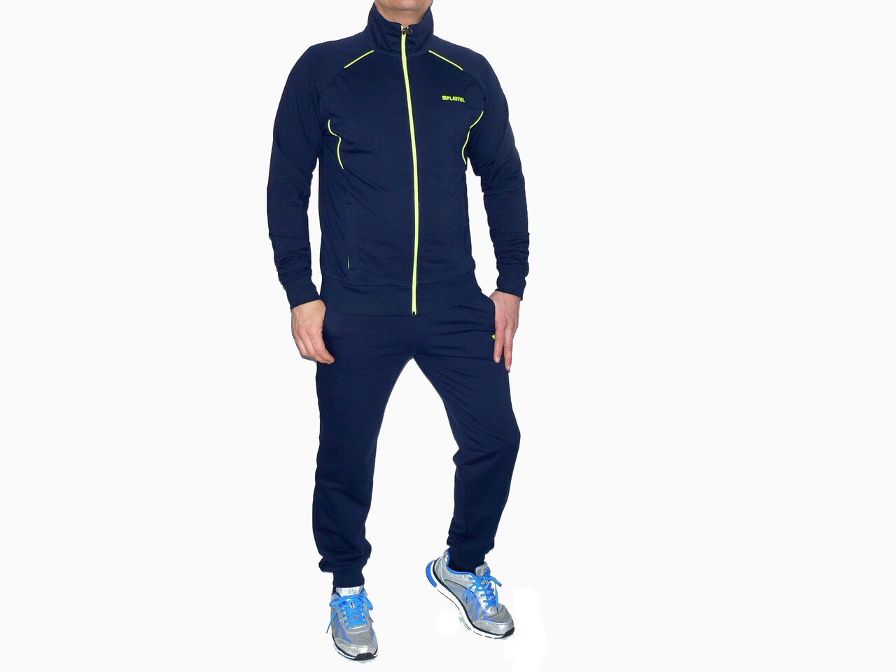 Мъжки спортен екип PLAYFUL, син с електриково зелено - Image 2