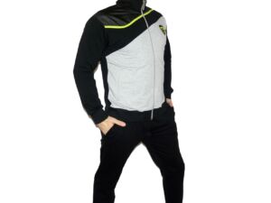 Мъжки спортен екип QUICK 2, черен със сиво и електриково зелено