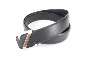 Мъжки спортен колан, черен, естествена кожа